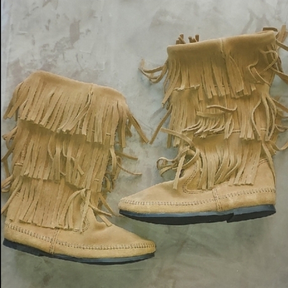 Fringe Tan Suede Boots - Picture 2 of 8
